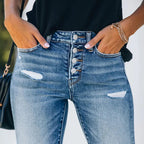 Jean déchiré taille moyenne pour femmes