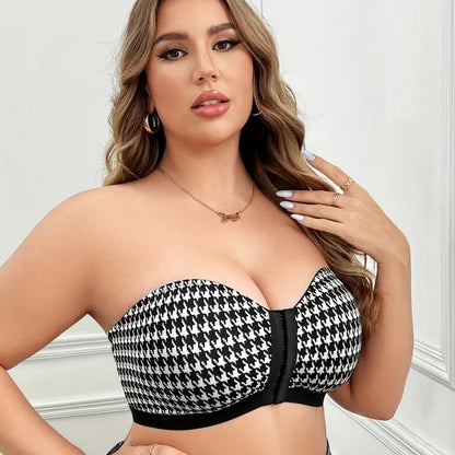 Soutien-Gorge Push-Up Femme – Motif Pied-de-Poule