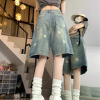 Short en Jean Baggy taille haute pour femmes