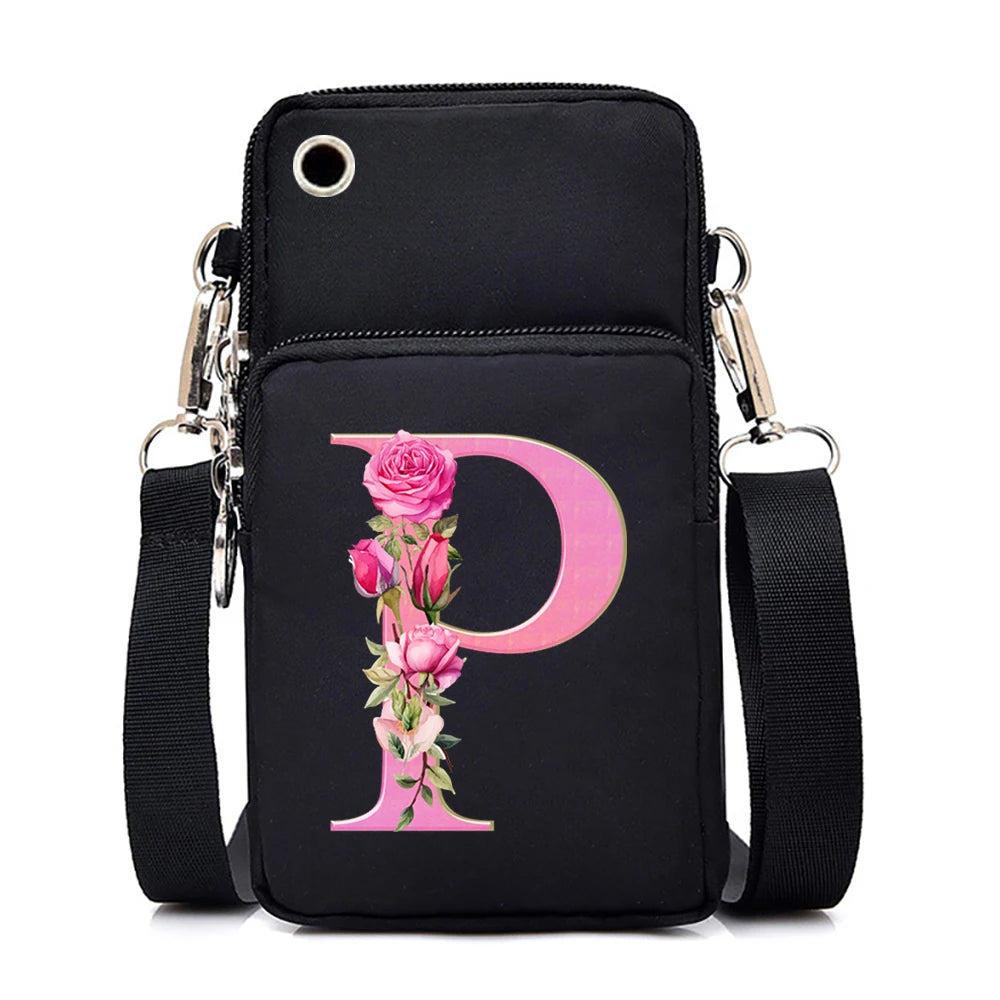 Sac à bandoulière série lettres Sakura rose pour téléphone portable pour femmes