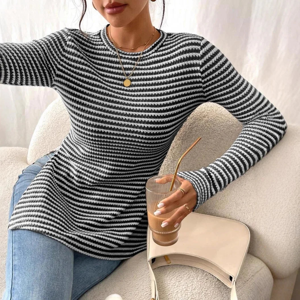 T-shirt en tricot à manches fendues pour femmes