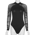 Body noir moulant en maille pour femmes