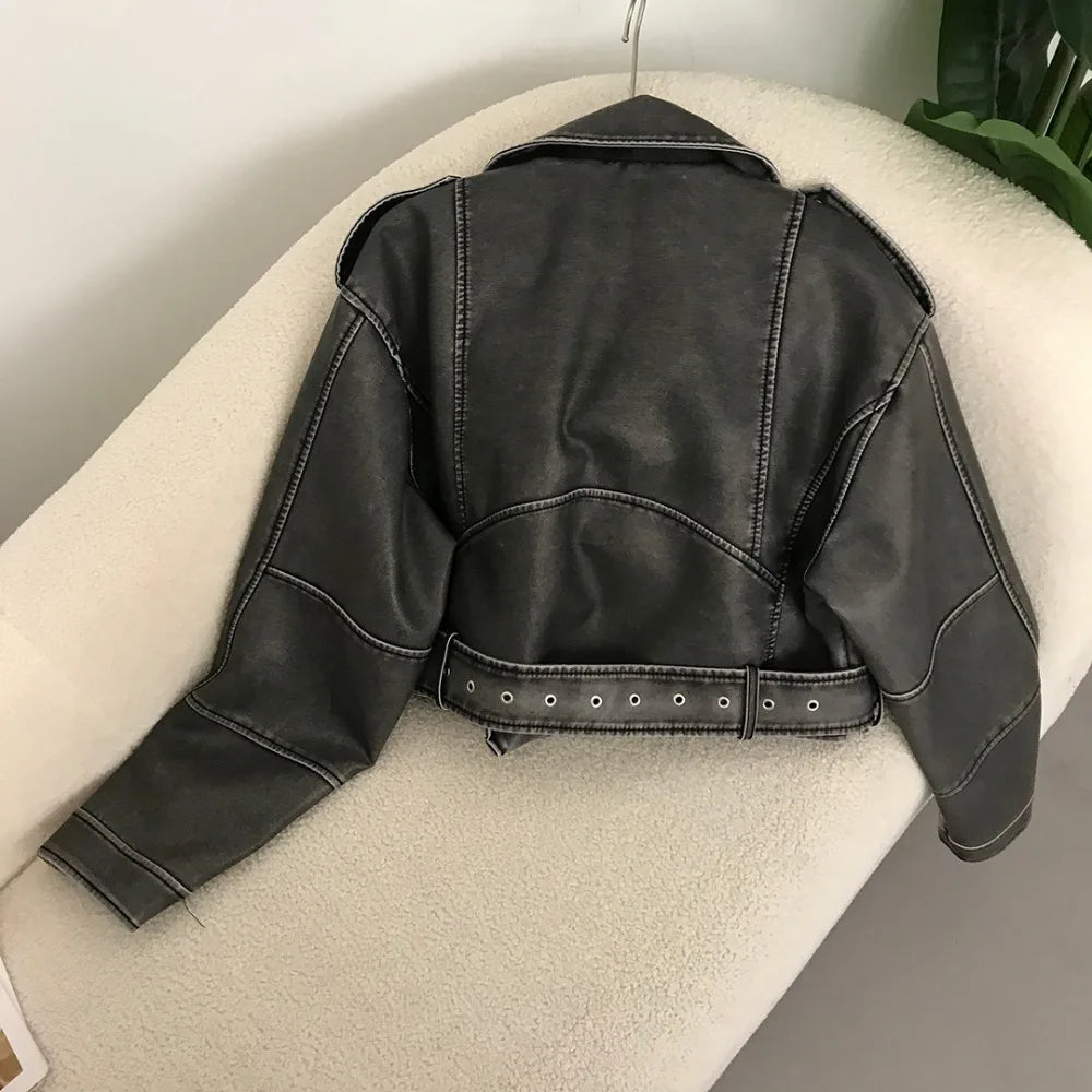 Veste en faux cuir pour femmes