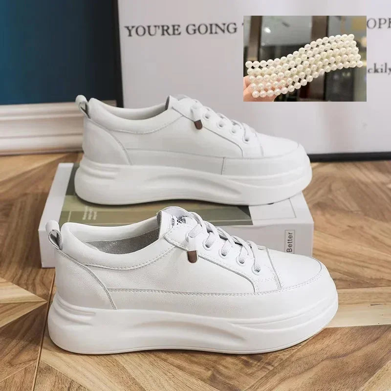 Baskets en cuir véritable respirante pour femmes