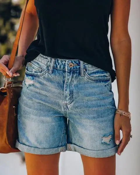 Short en Jean Femme – Ourlets Repliés