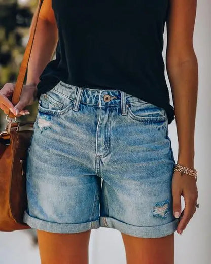 Short en Jean Femme – Ourlets Repliés