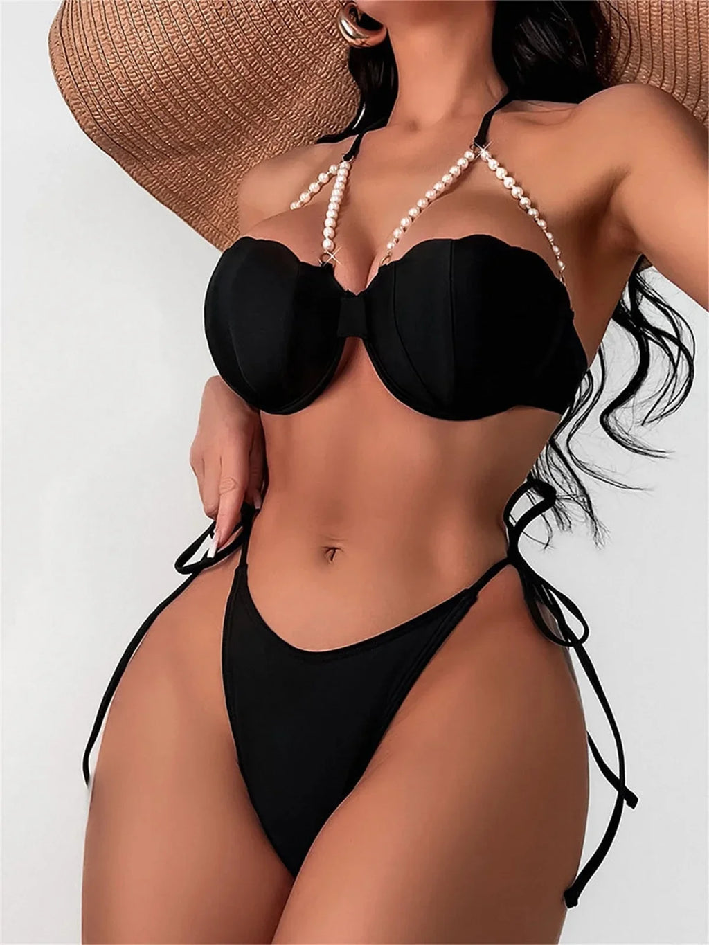 Maillot de bain deux pièces soutien-gorge Push Up en forme coquille pour femmes