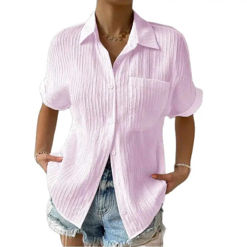 Chemisier de Plage Femme – Manches Courtes Brodées