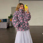 Sweat-shirt en polaire à fleurs pour femmes