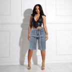 Jean capri ample en jean pour femmes