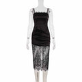 Robe longue sexy en dentelle transparente pour femmes