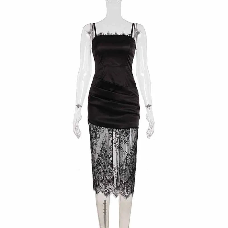 Robe longue sexy en dentelle transparente pour femmes