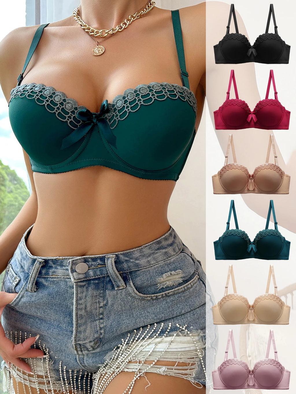 Soutien-gorge à fleurs brodées pour femmes