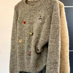 Pull à col rond brodé pour femmes