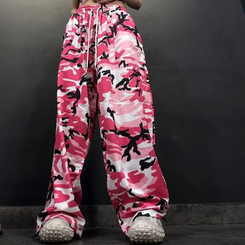 Pantalon ample de couleur camouflage esthétique pour femmes