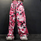 Pantalon ample de couleur camouflage esthétique pour femmes