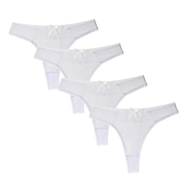 Lot de 4 strings sexy en soie glacée pour femmes