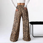 Pantalon large à imprimé léopard pour femmes