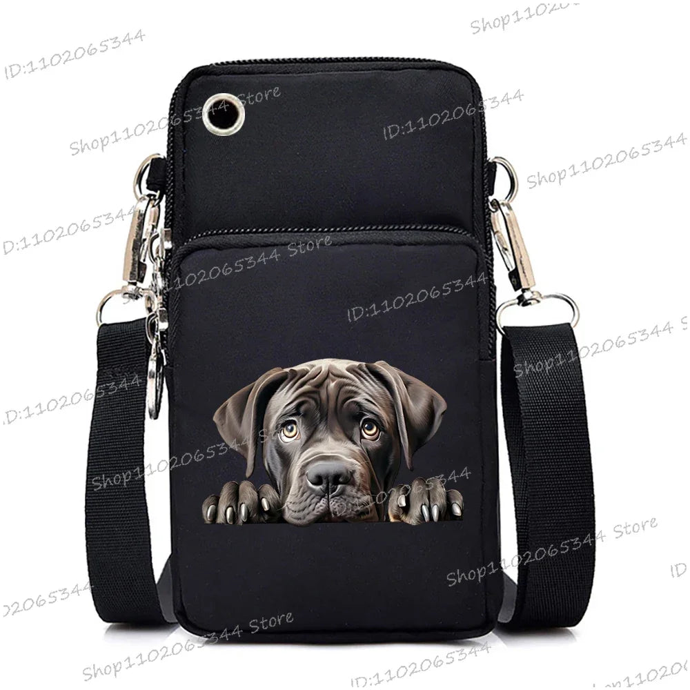 Sac à main pour téléphone portable imprimé chien 3D pour femmes