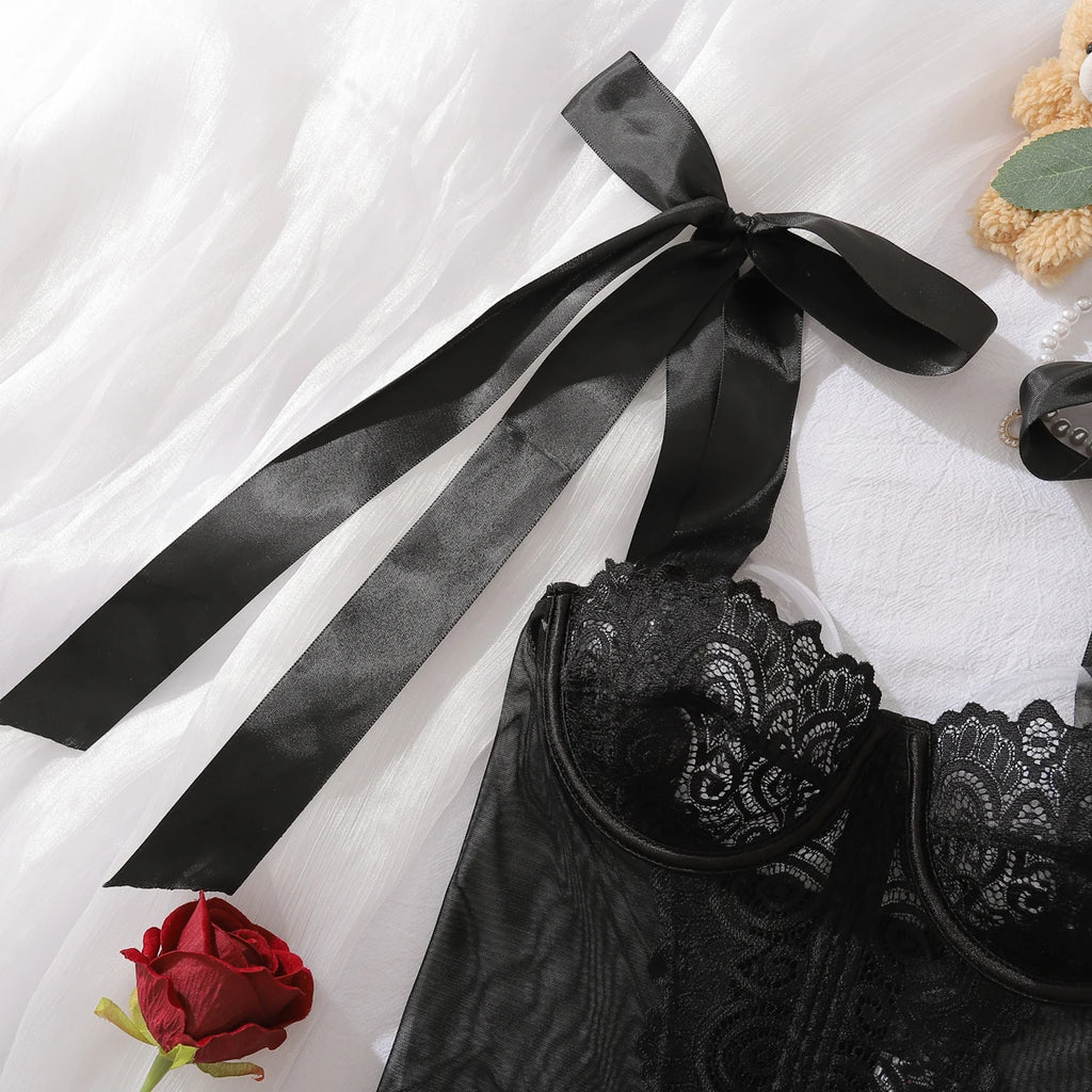 Corset en dentelle brodée de fleurs pour femmes