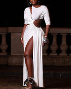 Robe longue fendue taille haute pour femmes