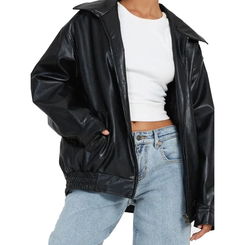 Veste en cuir PU hauts femmes
