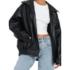 Veste en cuir PU hauts femmes