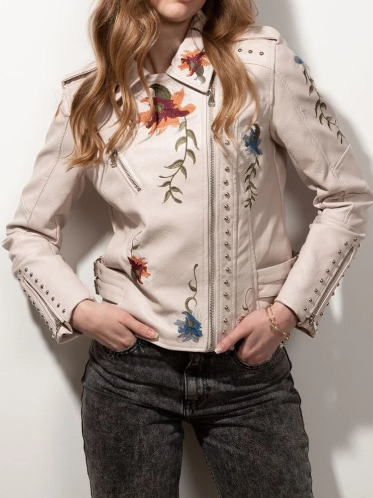 Veste en faux cuir vintage pour femmes