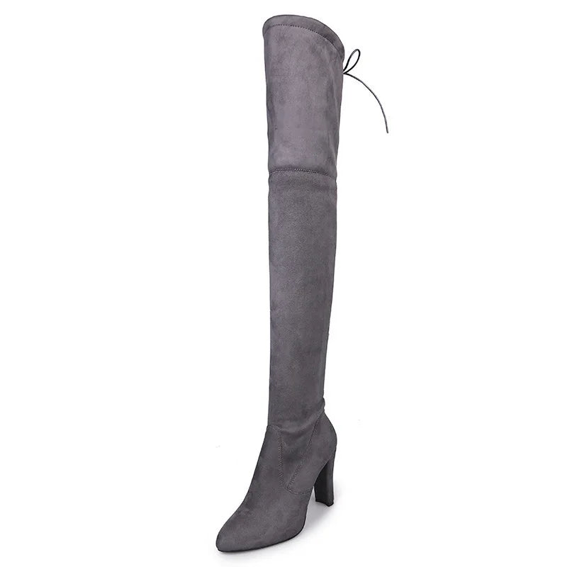 Bottes cuissardes à talon épais pour femmes