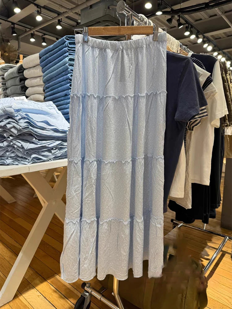 Jupe longue en coton à fleurs roses pour femmes