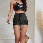 Shorts en jean taille haute pour femmes