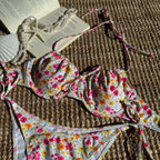 Maillot de bain deux pièces sexy à armatures et imprimé floral pour femmes