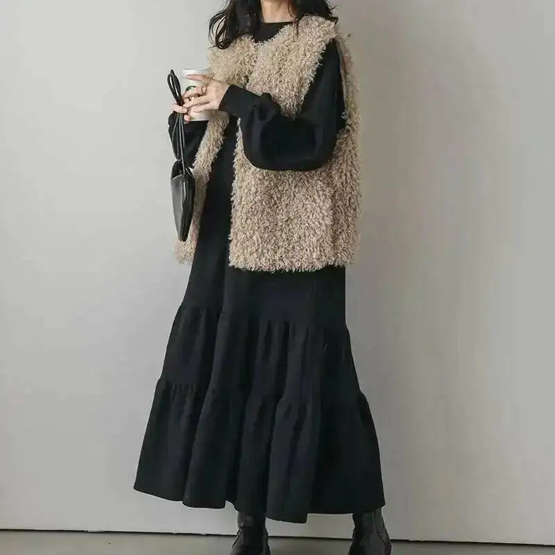Robe pull ample mi-longue japonaise pour femmes