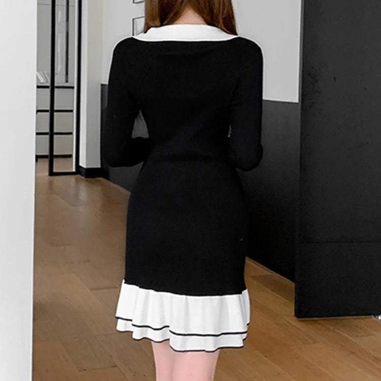 Robe fourreau à volants en maille pour femmes