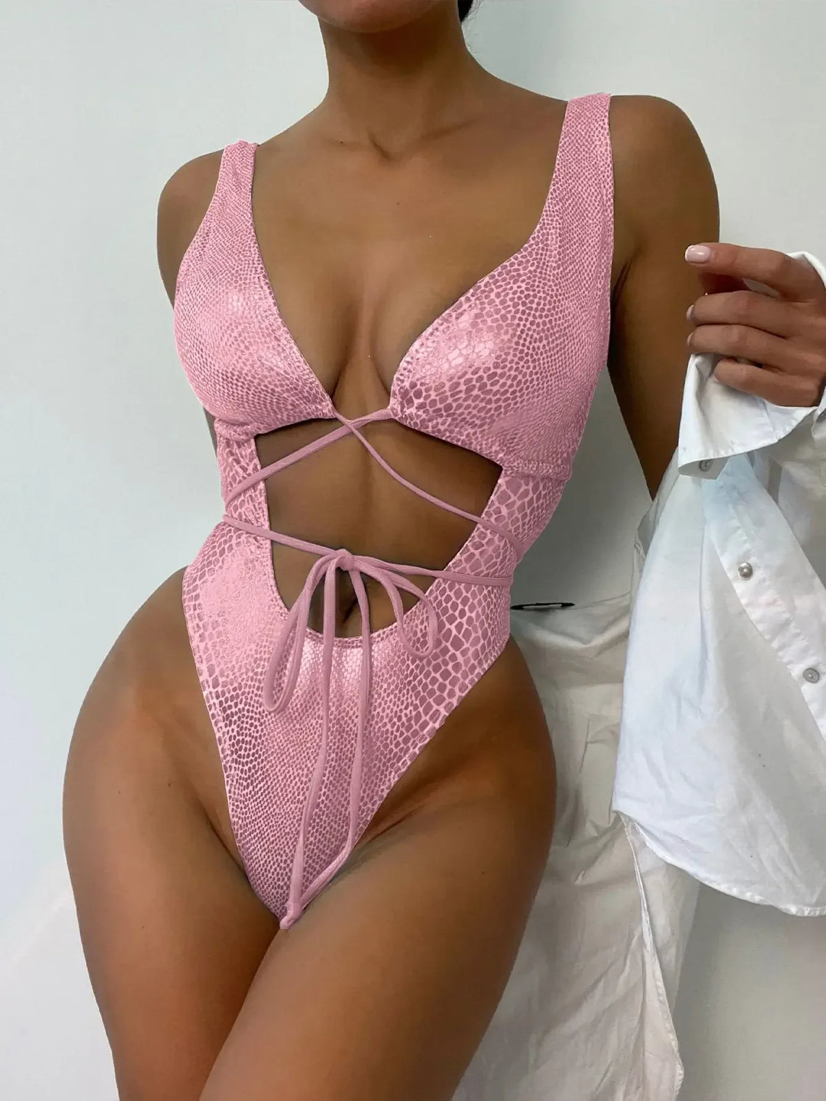 Maillot de Bain 1 Pièce Femme – Noir Imprimé Serpent