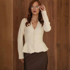 Gilet cardigan long à manches longues en maille pour femmes