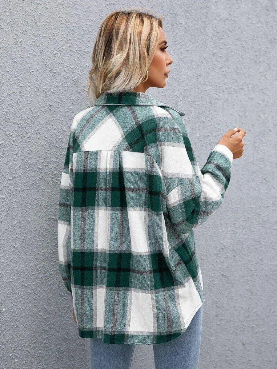 Veste à carreaux chaude et épaisse pour femmes