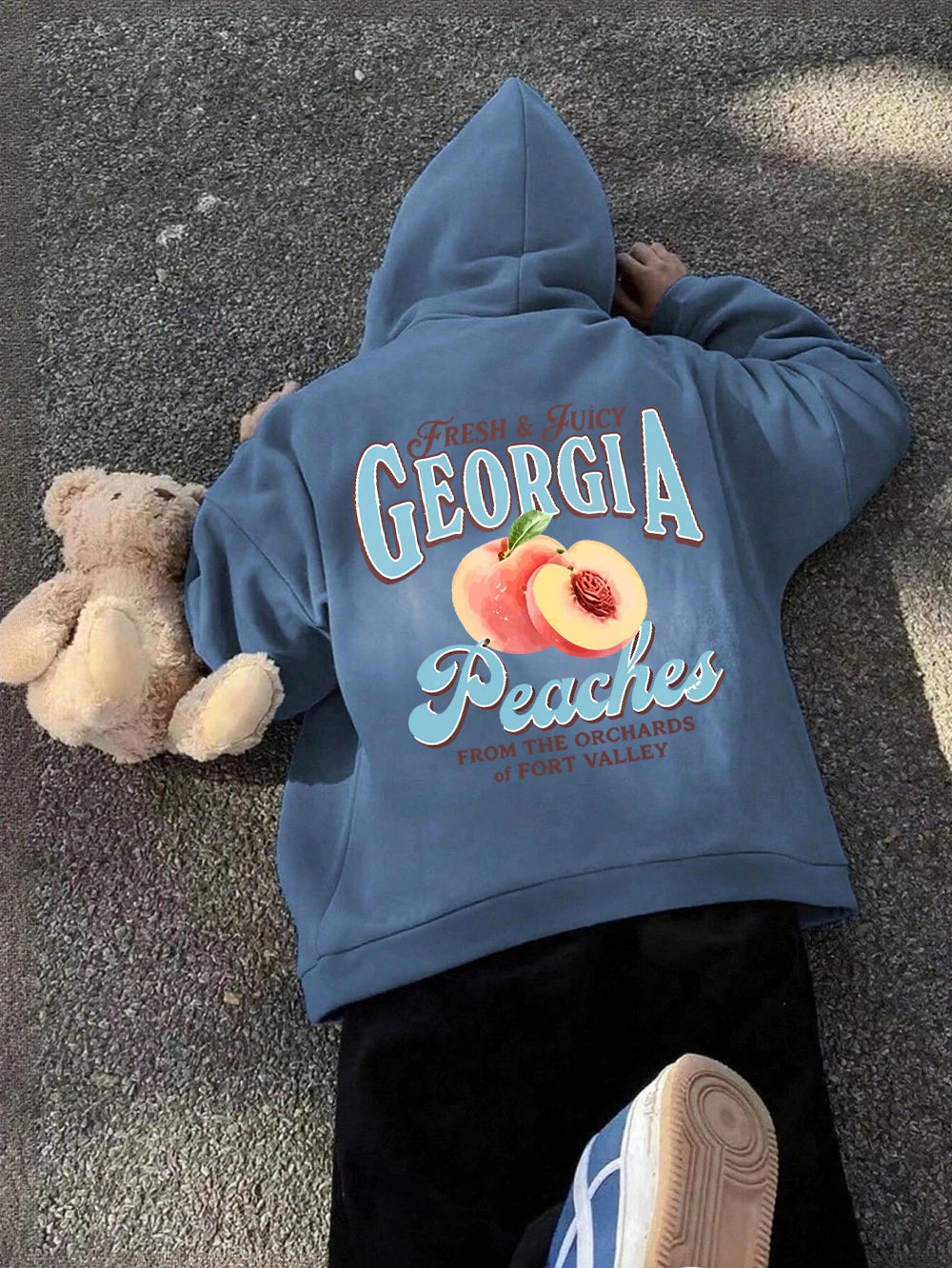 Sweat à capuche imprimé pêches fraîches et juteuses de Géorgie pour femmes