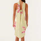 Robe tube dos nu à fleurs pour femmes