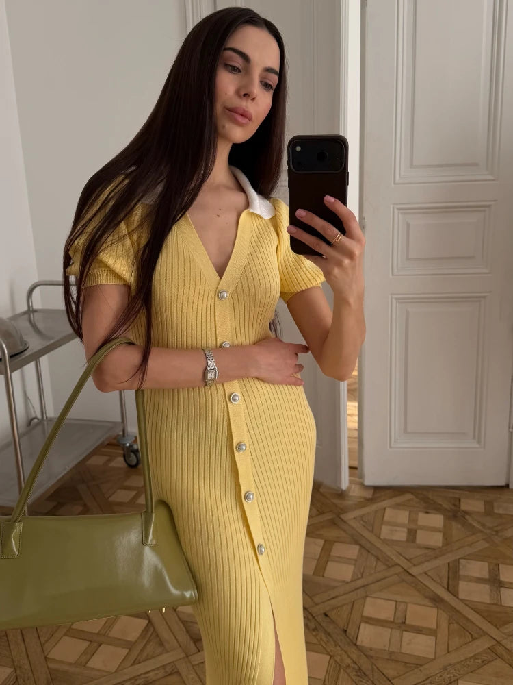 Robe longue côtelée pour femmes