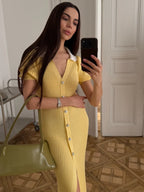 Robe longue côtelée pour femmes