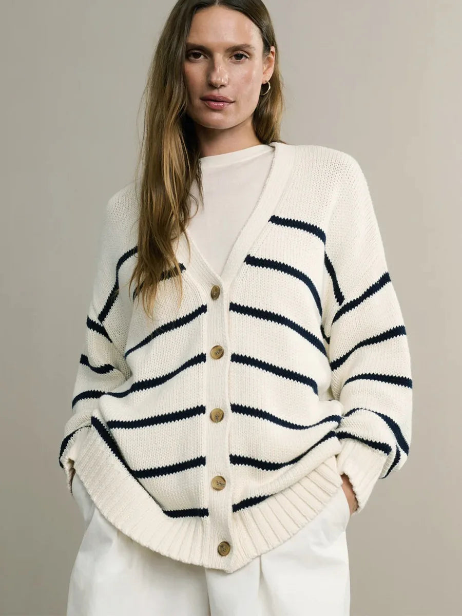 Gilet rayé en maille pour femmes