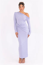 Robe longue sexy à manches longues et paillettes pour femmes