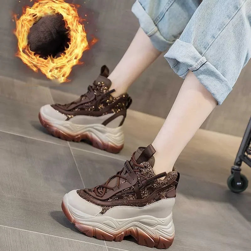 Baskets à semelle compensée Air Mesh pour femmes