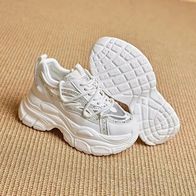 Basket en cuir véritable creux pour femmes