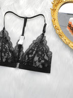 Soutien-gorge respirant et ajusté en dentelle à boucle avant pour femmes