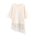 T-shirt en dentelle patchwork pour femmes