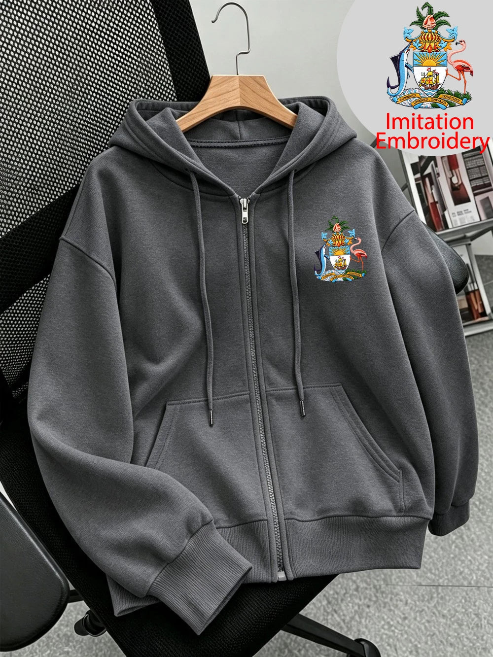 Sweat à capuche zippé imprimé Bahamas hivernal pour femmes