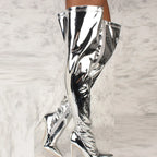 Bottes plateforme miroir, bout pointu, style punk pour femmes