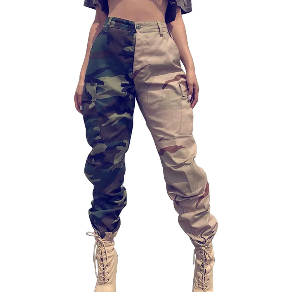 Pantalon style safari en patchwork pour femmes